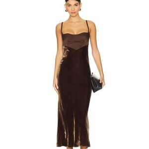 ANNA OCTOBER CARLA BROWN MIDI DRESS